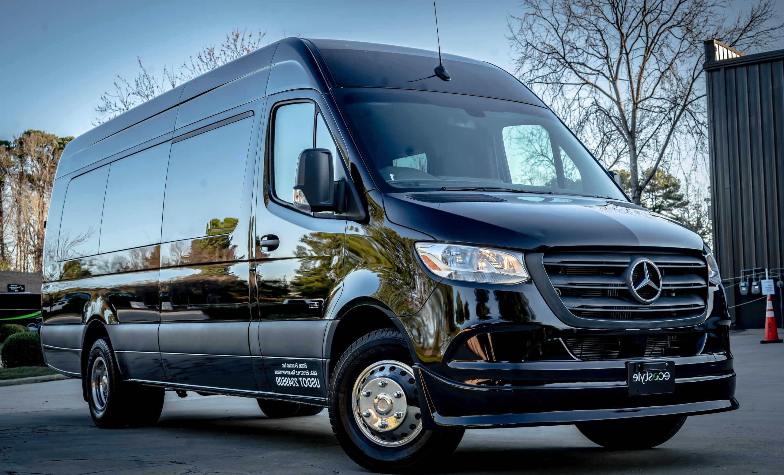Black Mercedes Sprinter van example for Boston group transportation