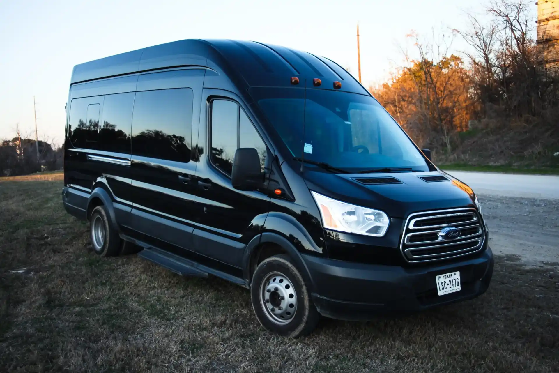 Black Ford Transit van example for Boston group transportation
